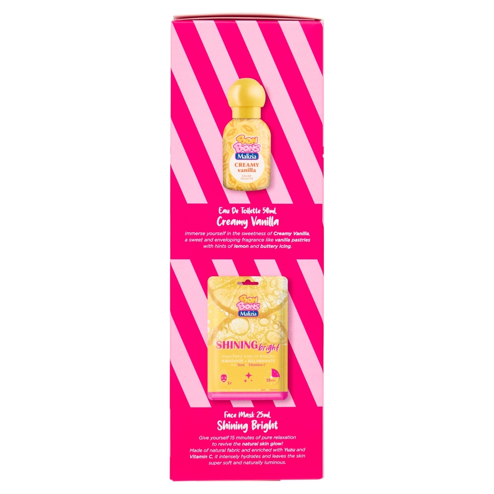 Malizia Bon Bons Pigiama Party Maschera Viso Shining 25mL + Eau de Toilette Creamy Vanilla 50 mL
